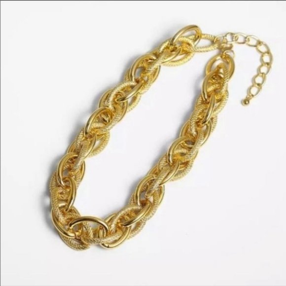 Lacteo Punk Multi Layered Gold Color Chain Choker Necklace  ***18k Chunky Gold Chain Punk Choker Necklace